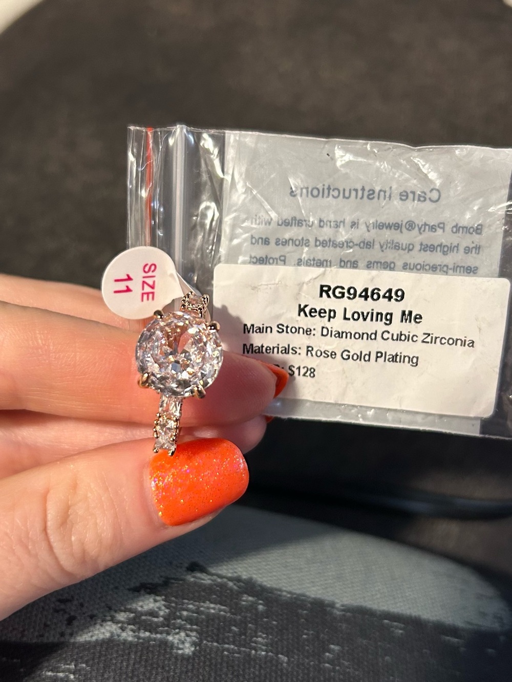 bp Rose Gold Round Cubic Zirconia Ring